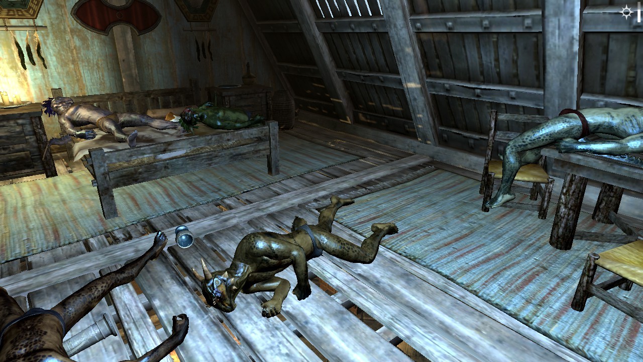 You wake up absolutely confused as to why there are naked argonians all over your