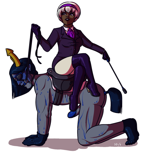 drone season gift for ao3 user certainlyambiguous!  i’ve never drawn this rose/equius or petplay before, but this was really fun to work on.  the prompt was actually adorable:  Rose Lalonde has a very strong and very proud (and quite handsome