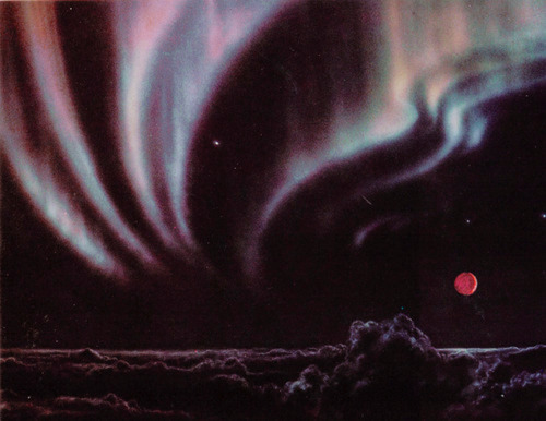 starswaterairdirt - Auroras glow above Jupiter and moon,...