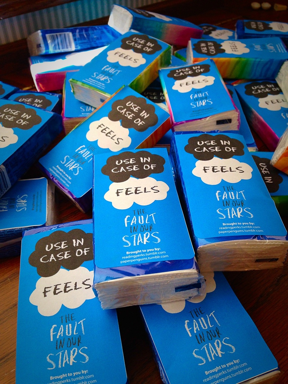 readingperks:  Made these tissues to hand out at the theater for the TFIOS movie