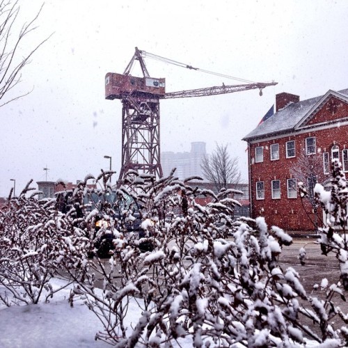 Snowy Baltimore. #baltimore #federalhill #fedhill #keyhighway #baltimoremuseumofindustry #bmi #snow #baltimoresnow