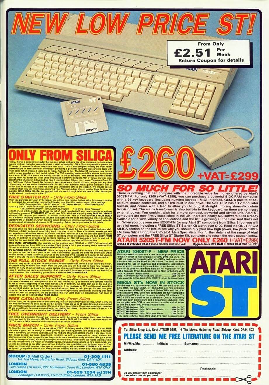 <p>Advert for the Atari ST by Silica Shop, from Atari User magazine September 1988.</p>