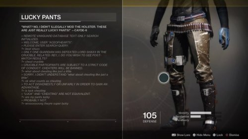 shouldercharge:This is my favorite description in Destiny 2 so far cayde is precious and good