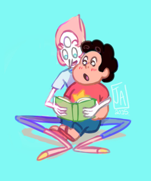 juniperarts:  I wanted to draw Garnet in mom jeans but then it got out of hand … I’d like to think that even though they don’t entirely know what they are doing all three have their momma moments with Steven. 