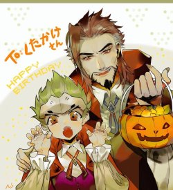 nabinssei:  お菓子をくれなきゃ悪戯するぜ~The vampire brothers knocked at the door tonight ；D！（fan art for my friend &amp; Happy Halloween ^ ^）