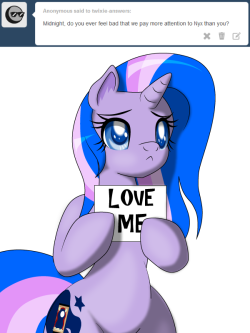 twixie-answers:  You’re not a changeling, Midnight…  Aww, poor babbuh ;w; *huggles her happily* &lt;3