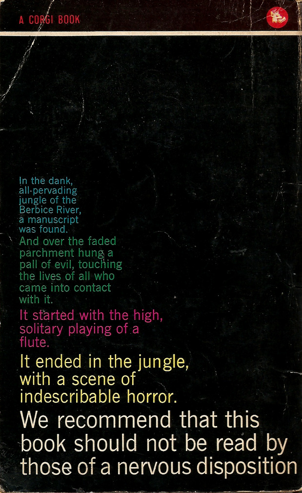 The Bones And My Flute, by Edgar Mittelholzer (Corgi, 1966). From a second-hand book