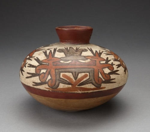 Jar with Small Neck Depicting Abstract Face of Masked Figure, Nazca, -180, Art Institute of Chicago: