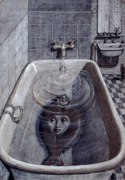 surrealismart:    What Is a Monster? Woman Sole in Bath Tub  1967  Domenico Gnoli  