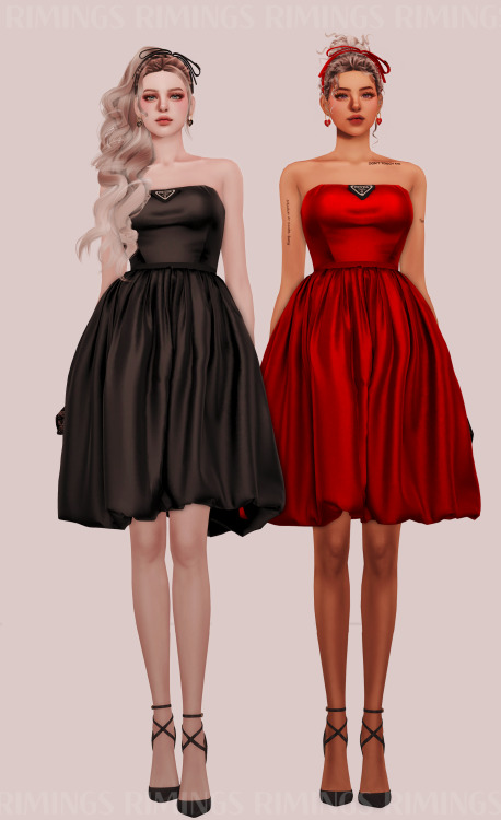 [RIMINGS] Prada Dress &amp; Acc Set- FULL BODY / HAT / EARRING- NEW MESH- ALL LODS- NORMAL MAP- 