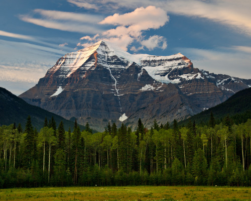 Sunset on Mt. Robson, the Mountain of the Spiral Road