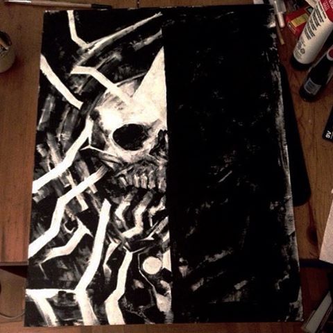 New painting rough setup #cyberpunk#industrialartwork #skullart#occultart#hrgiger#cosmichorror#biome