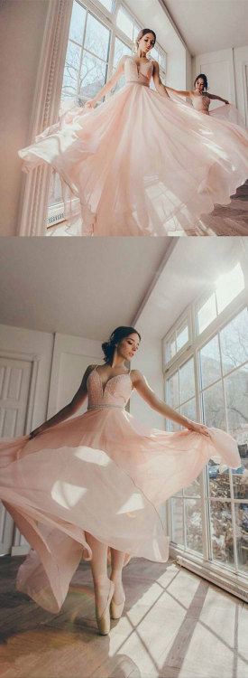promdresses-dreamprom: Pink v neck sequins long prom dress shop here