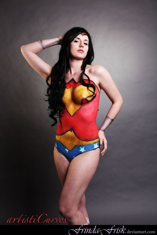 nude-superheroines:  Wonder Woman bodyart