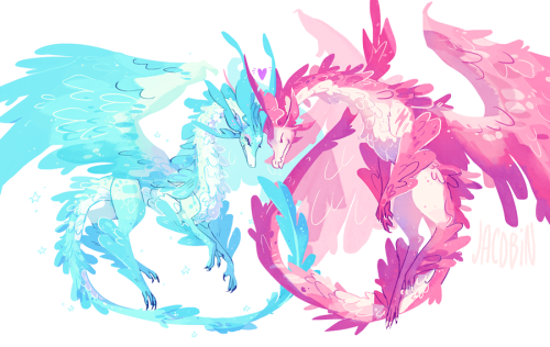 jacobin:  Manakete versions of Oxley and Zacria, because I finished FE:A and a Fire Emblem AU was absolutely necessary. Some manakete traits fit in well with Ox n Zac’s canon species (like long lifespan, wispy antennae things) so I couldn’t resist….