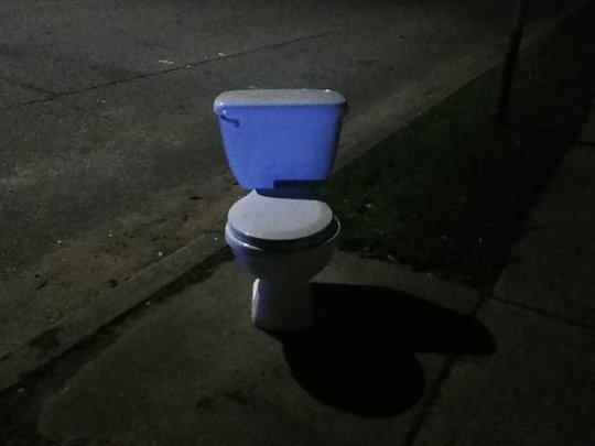 ghc: ghc:   Hey so like, is there any reason why there’s a fucking toilet here? In the middle of the sidewalk? Just wondering   all of your responses are making me lose it 