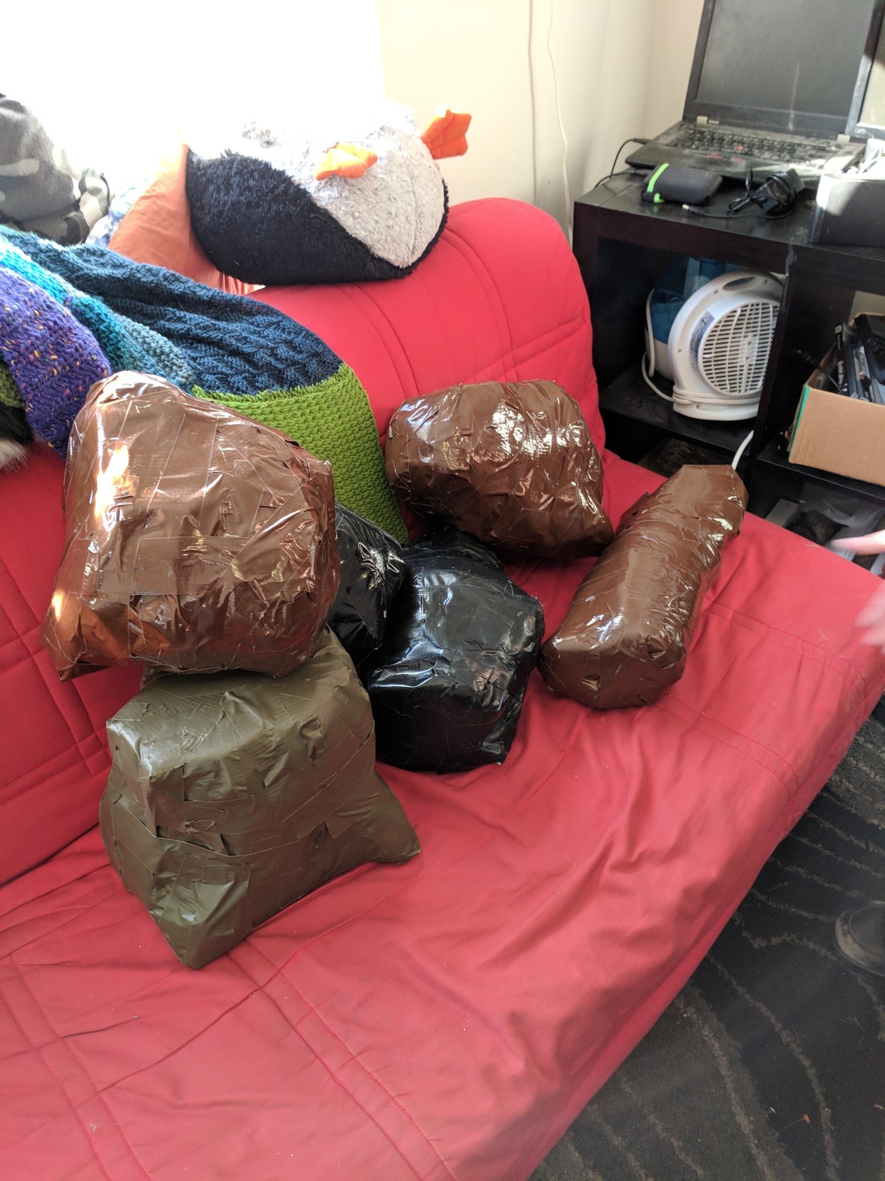 one of my old roommates left a mattress topper in my apartment and I turned it into a bunch of rocks using my best Cake Boss Layered Bullshit Carving Techniques