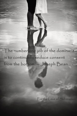 bdsmafterthoughts:  The number one job of the Dominant, in my view, is to keep the submissive safe. However, this is very close at number two! 