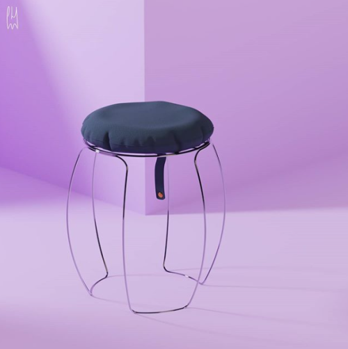 Stool by Heitor Lobo CamposThe Brasilian designer Heitor Lobo Campos combined a sleek metal wire fra