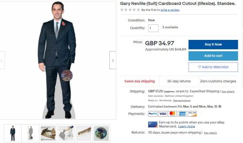 thegametheboysandthearsenal: Apparently you can buy cardboard cutouts of Carraville on ebay [x] (eit