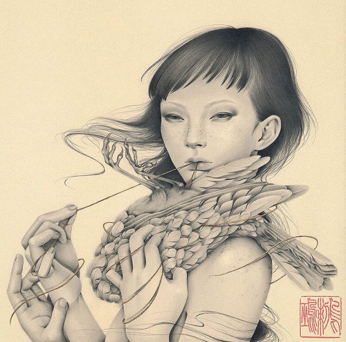 Ozabu aka Saki Ozabu おざぶ (Japanese)  Drawings: Graphite / Acrylics / Watercolors on Paper/Moleskine 