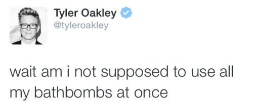 theslaycademy: Tyler Oakley has developed a love for bath bombs and it’s out of control.