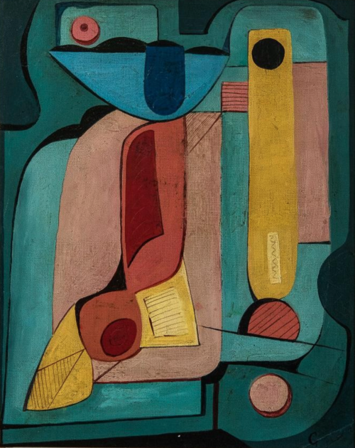 ein-bleistift-und-radiergummi:Albert Gallatin Abstract Painting, 1940s.(via worthpoint.com)