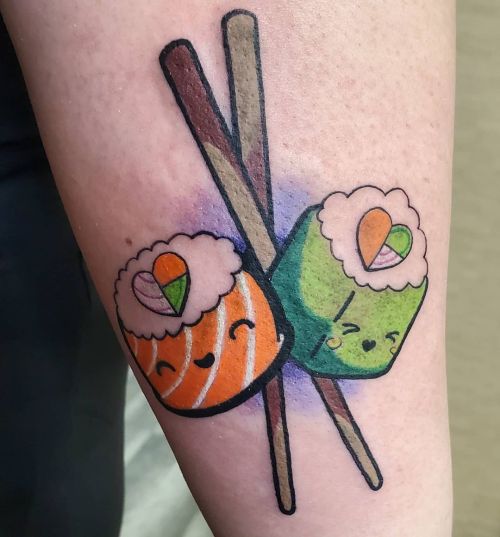 <p>Cute little kawaii-esque sushi rolls done today at The Phoenix.  Thank you Wilmarie, it was a pleasure working with you today! <br/>
.<br/>
#ladytattooer #thephoenix #copperphoenix #shelbyvilleindiana #indianapolistattoo #indylocal #do317 #indytattoo #circlecity #waverlycolorco #industryinks #yournewfavoriteink #artistictattoosupply #fkirons #indianaartist #wearesorrymom #sushi #kawaii #sushitattoo  (at Shelbyville, Indiana)<br/>
<a href="https://www.instagram.com/p/CRH9uMbLOAZ/?utm_medium=tumblr">https://www.instagram.com/p/CRH9uMbLOAZ/?utm_medium=tumblr</a></p>
