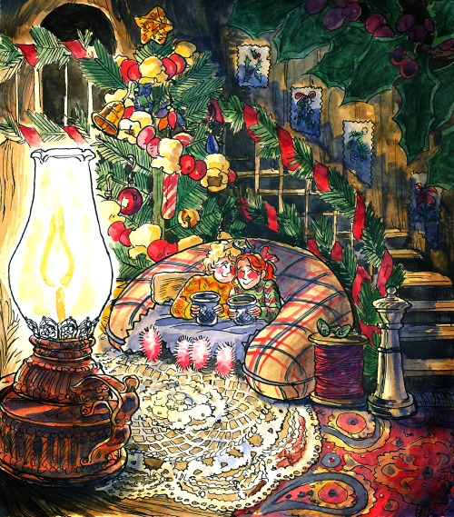 fledglingdoodles:Small Omens - Have Yourself A Merry Little Christmas(sitting in front of the fire w