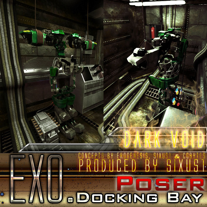  Dark Void Exo Docking Bay Poser &amp;  Dark Void Exo Docking Bay Daz StudioIt