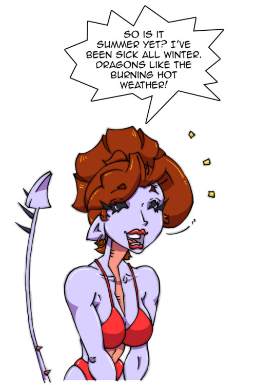 dragonaur:  It’s true, I’ve been sick since February. This winter was a real drag! This was my favorite scribble from that “questions” comic. I thought I’d ink it up. I notice I forgot her horns! Oh well.   <3 <3 <3