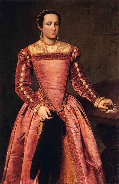 Woman in a red dress by Giovanni Battista Moroni, c. 1560