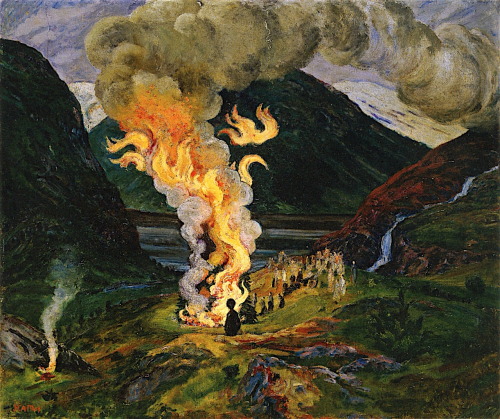 poboh:Midsummer Eve Bonfire, Nikolai Astrup. Norwegian (1880 - 1928)