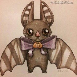 evillittlething:evillittlething:Had art block for a while until I came up with this cute bat dude ^-^ ♥done in ink and watercolour if anyone reposts or changes the source i won’t hesitate to stab you  you can buy prints of him and some of my other