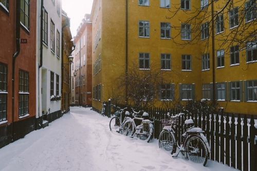 benngie: Getting lost on the icy cobblestone streets of Stockholm. 