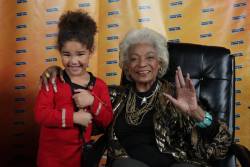 Lymantriidae:  Nichelle Nichols And A Young Fan At Grand Rapids Comic Con, 2014 