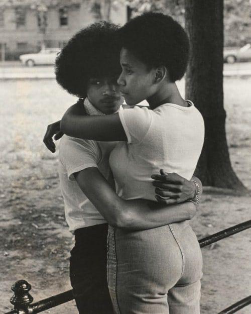 historical-nonfiction:A couple (called “lovers” by the photographer) leaning against a railing in Mu