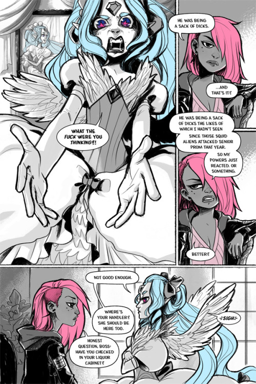 arseniccupcakes:  rootbeersweetheart:  blackmoonrose13:  mooncalfe:  mochazombie:  Shattered Starlight (aka “Angry Magical Girl Washouts”) is off at the printers getting ready for TCAF, so here are some previews!The book is a short preview (16 pages