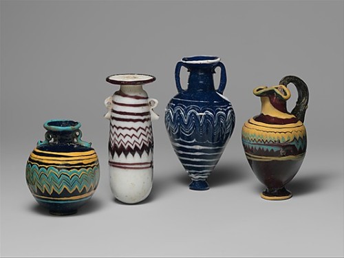 chasing-yesterdays: Four exquisite Greek examples of the glass alabastron, or perfume bottle, from t