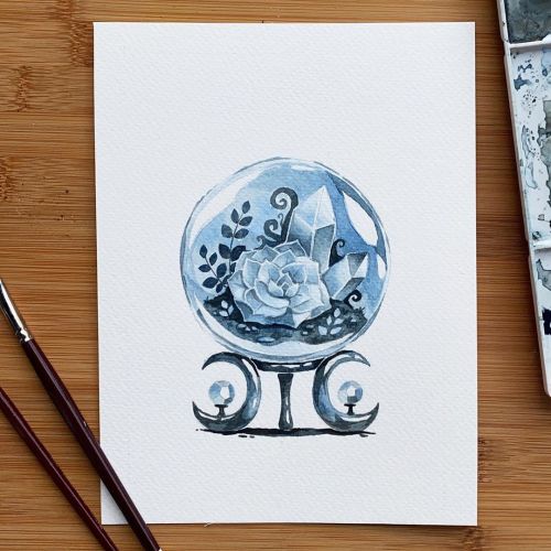 Crystal ball terrarium. . . #inktober #inktober2020 #drawlloween2020 #plantart #witchyvibes #witch