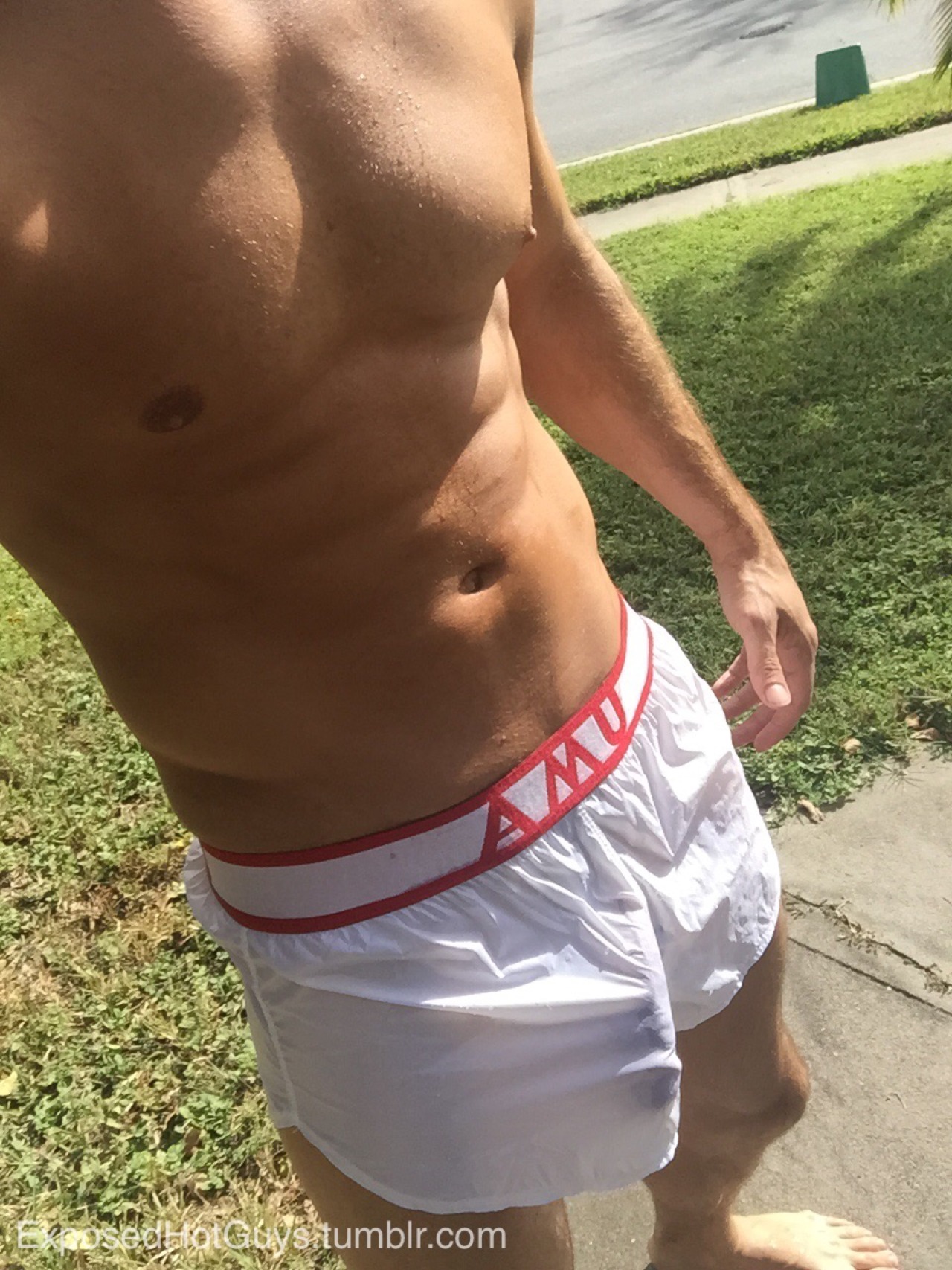exposedhotguys:  My friends at AlphaMaleUndies.com sent me a pair of their nylon