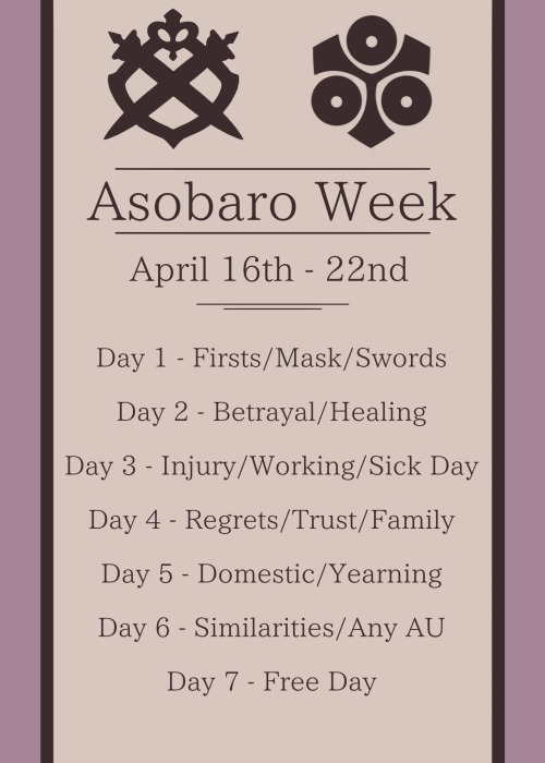  Asobaro Week will happen from April 16th to 22nd, 2022! Here are the following prompts! And for mor