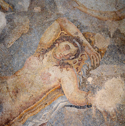 greek-museums:Archaeological Museum of Thessaloniki:Ariadne resting at Naxos. This mosaic is the cen