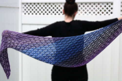 Next up from K’s Crochet’s, the Galaxy Scarf! Available now on Etsy!Knitted triangle scarf or wrap, 