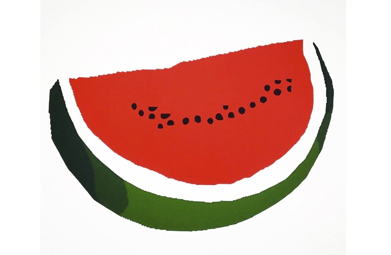 The Story of the Watermelon, Khaled Hourani, 2007 (followed by Palestinian Flag, also by Khaled Hourani)
“ In the years after the 1967 Six Day War, the Israeli army arrested/harassed anyone displaying the Palestinian flag’s colors in Gaza and the...