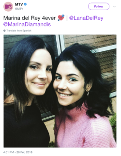 matdnews:  Marina liked MTV’s tweet about her &amp; Lana