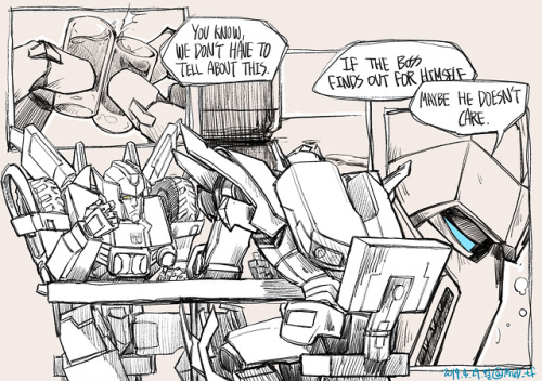 mied-tf:  a drinking bout Skids/Getaway  Includes past Prowl/Chromedome