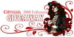 artofcarmen:  There’s now over 2000 awesome people following me and it’s time for an art giveaway to celebrate! ♥ Rules: Anyone who reblogs, comments or likes this post will be entered in the giveaway. You must be following me. You can like, reblog