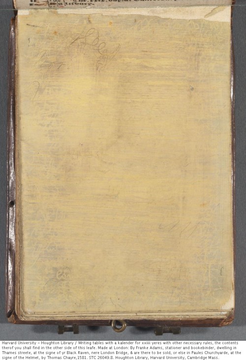 A 1581 almanac accompanied by ten leaves of paper which have been made erasable by coating with a th