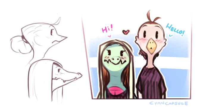 cyancapsule:Various old doodles of bird boi Cyan and Matzzacre!Find me on Twitter